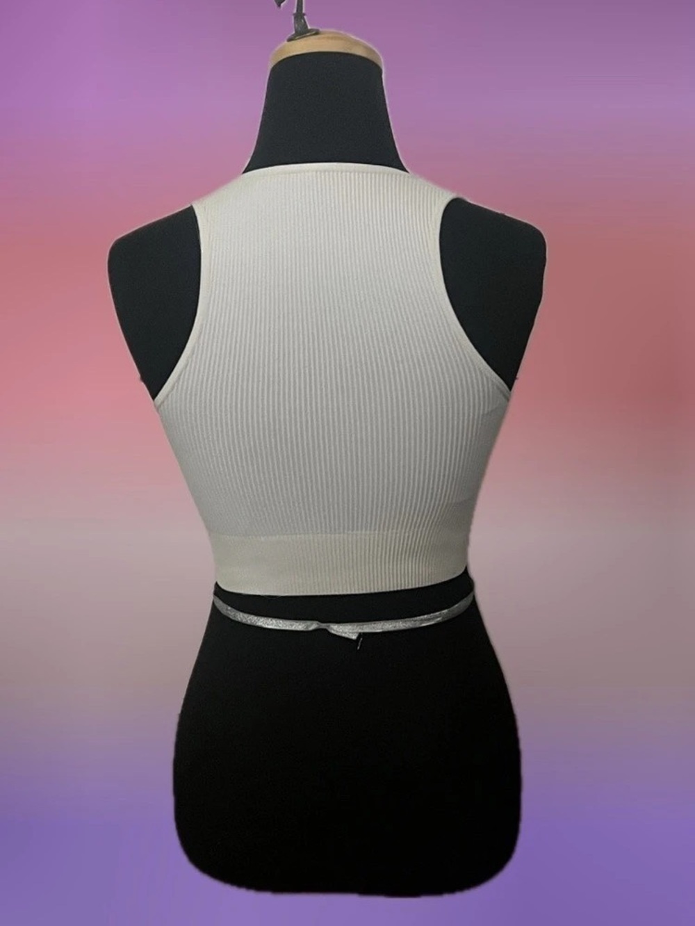 White Ribbed Tank Top - Like New - Picture 2 of 2